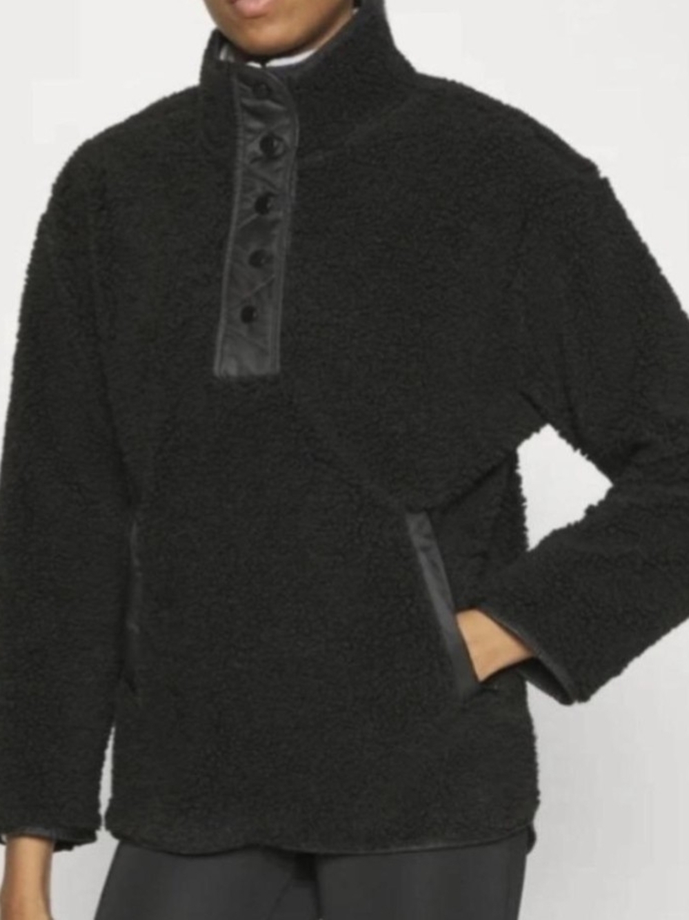 Athleta Black Sherpa Zip-Up Pullover